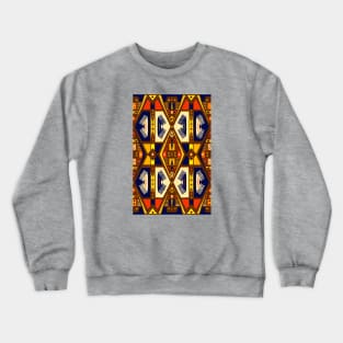 Manjak African Wax Textile Tribal Mudcloth Symmetrical Boho Pattern Crewneck Sweatshirt